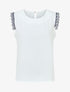 Top uni à détail broderies - Blanc - 1