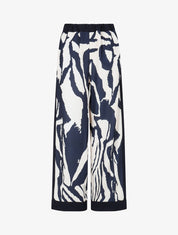 Pantalon droit taille haute imprimé graphique - Marine - 4