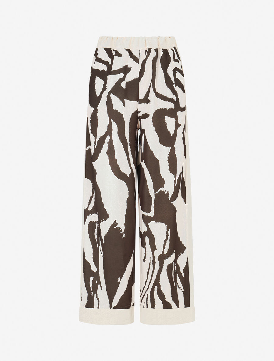 Pantalon droit taille haute imprimé graphique - Marron - 1