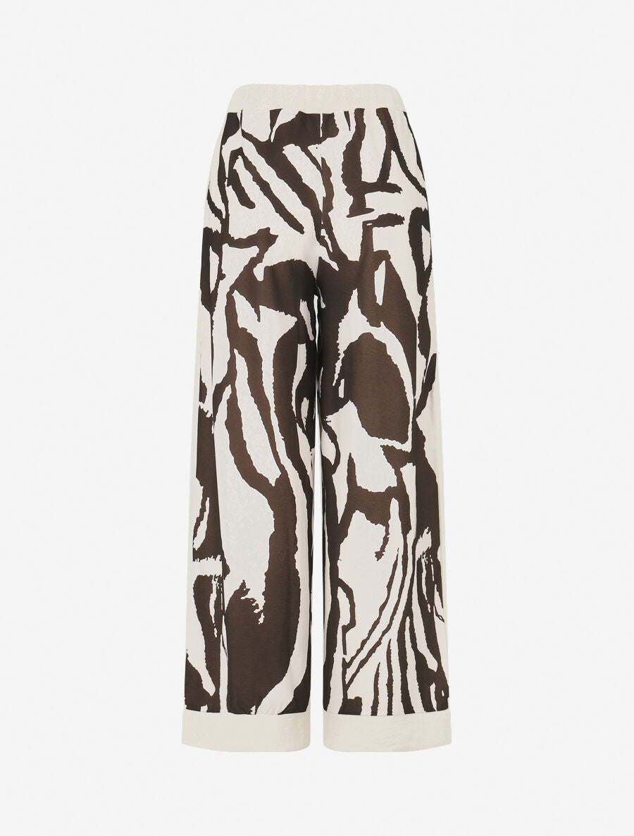 Pantalon droit taille haute imprimé graphique - Marron - 2