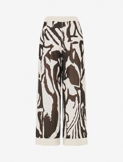 Pantalon droit taille haute imprimé graphique - Marron - 2