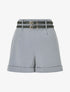 Short droit taille haute à double ceintures - Gris - 4