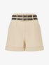 Short droit taille haute à double ceintures - Beige - 4