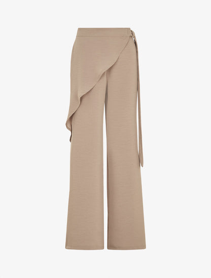Pantalon fluide à pan drapé - Taupe - 1
