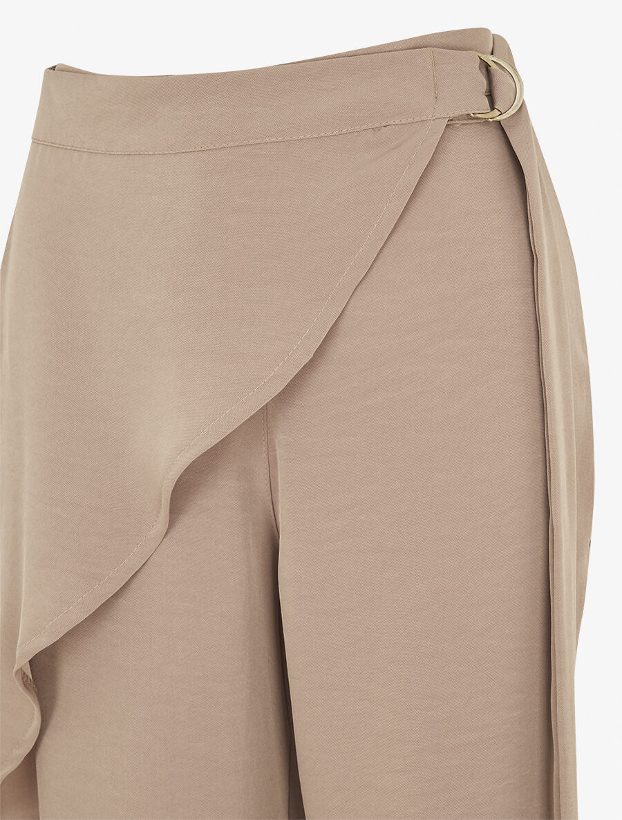 Pantalon fluide à pan drapé - Taupe - 3