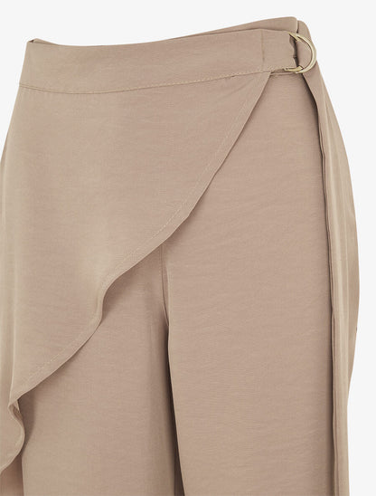Pantalon fluide à pan drapé - Taupe - 3