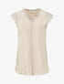 Top satiné à épaules en dentelle - Beige - 4