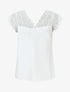 Top satiné à mancherons en dentelle - Blanc - 1