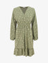 Robe élastiquée à flocage plumes irisées - Kaki - 1