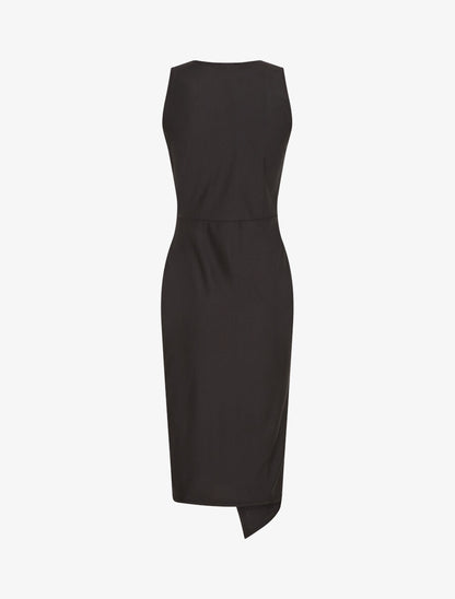 Robe satinée unie à boucle - Noir - 2