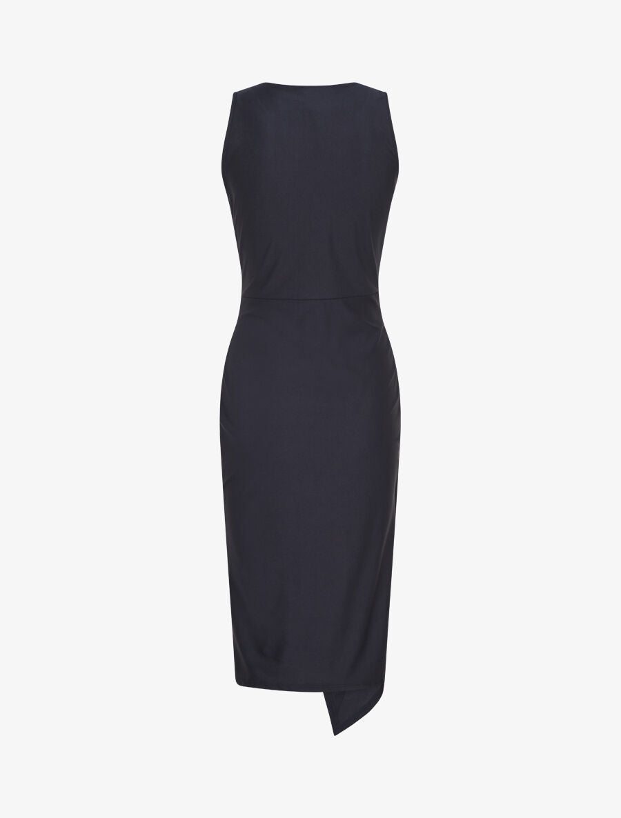 Robe satinée unie à boucle - Marine - 2
