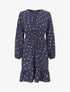 Robe élastiquée à flocage plumes irisées - Marine - 1