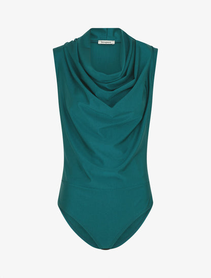 Body satiné à col bénitier - Vert sapin - 1