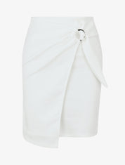 Jupe courte en suédine syle portefeuille - Blanc - 4
