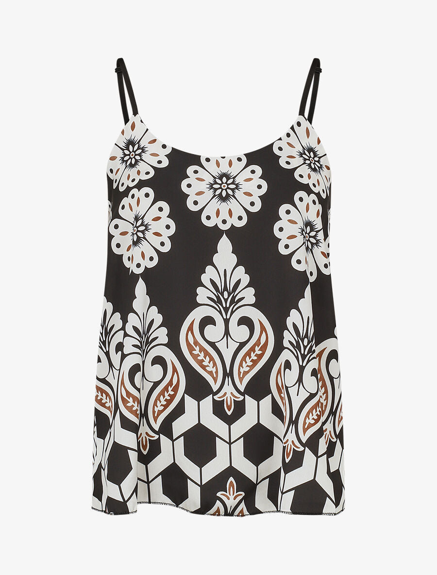 Caraco satiné imprimé ikat - Noir - 4