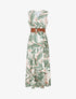 Robe longue élastiquée imprimé feuillage - Kaki - 1