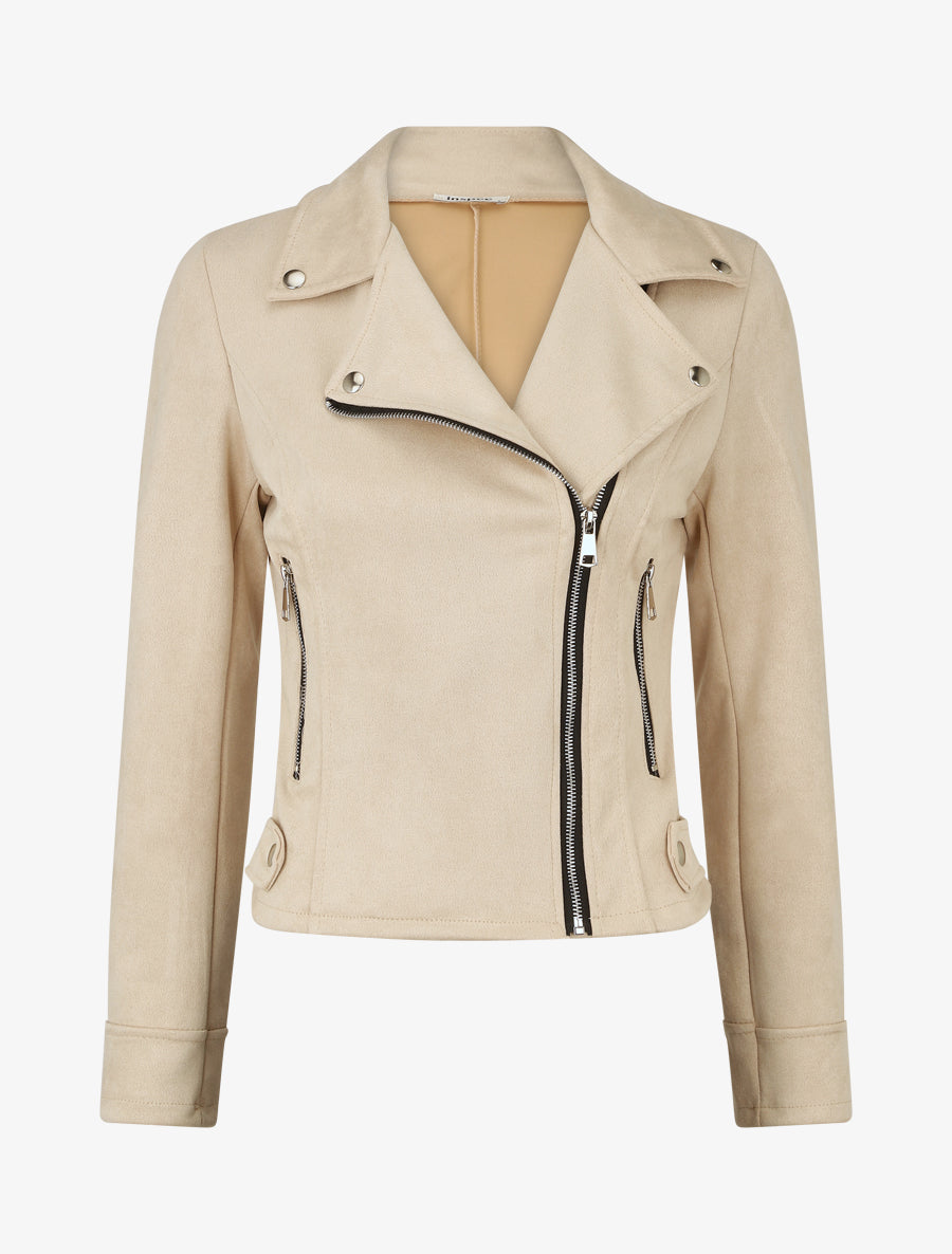 Suède jasje in perfecto stijl - Beige
