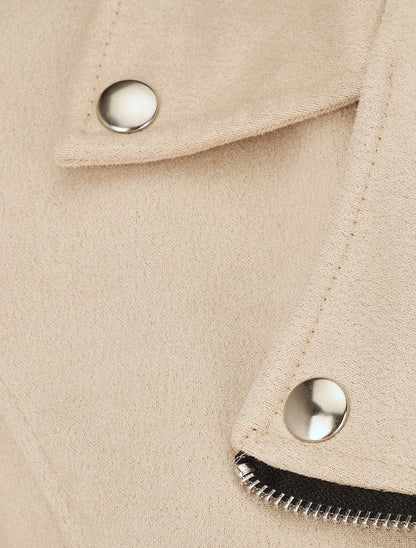 Suède jasje in perfecto stijl - Beige