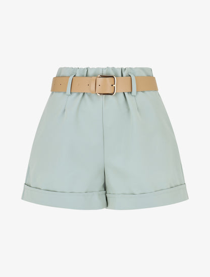 Short taille haute uni coupe droite - Vert pâle - 1