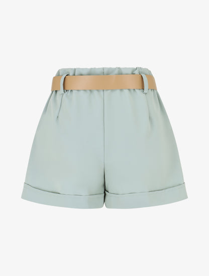 Short taille haute uni coupe droite - Vert pâle - 2