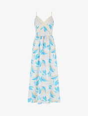 Robe élastiquée imprimé fleuri - Bleu ciel - 1