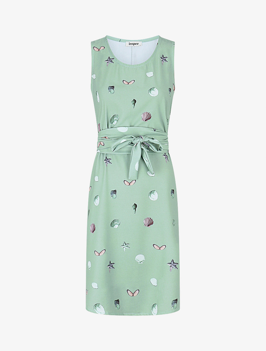 Robe à nouer imprimé coquillages - Vert - 1
