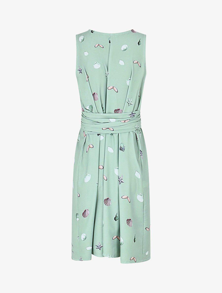 Robe à nouer imprimé coquillages - Vert - 2