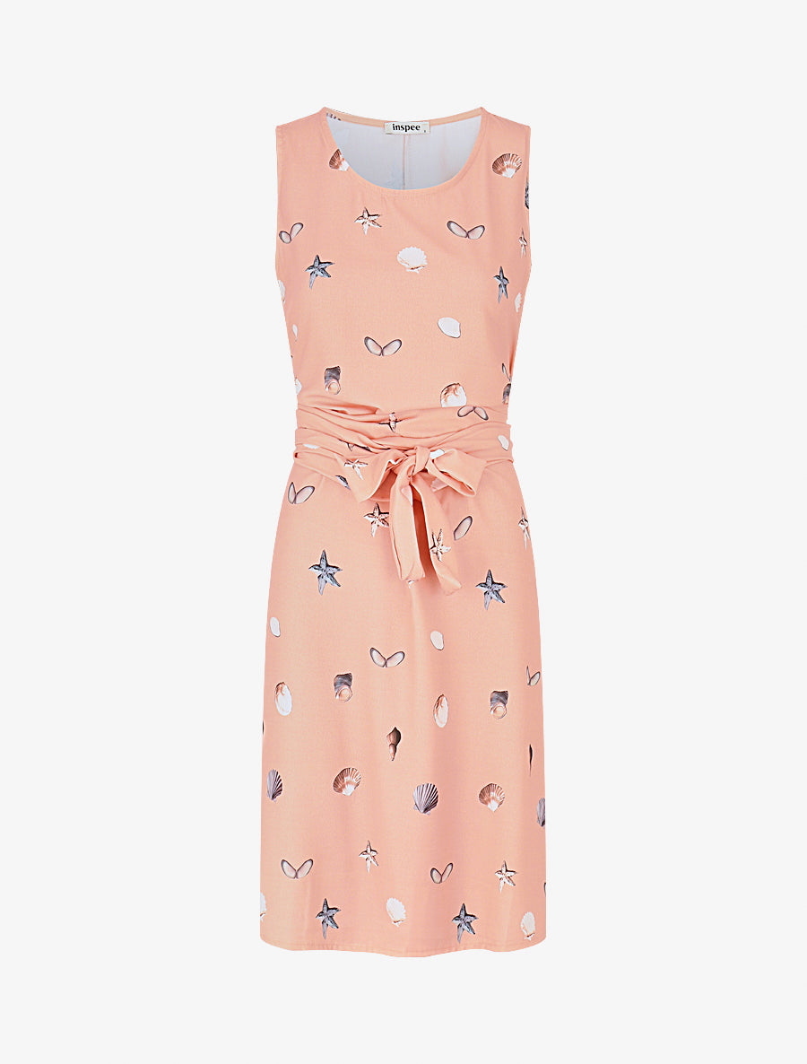 Robe à nouer imprimé coquillages - Rose saumon - 1
