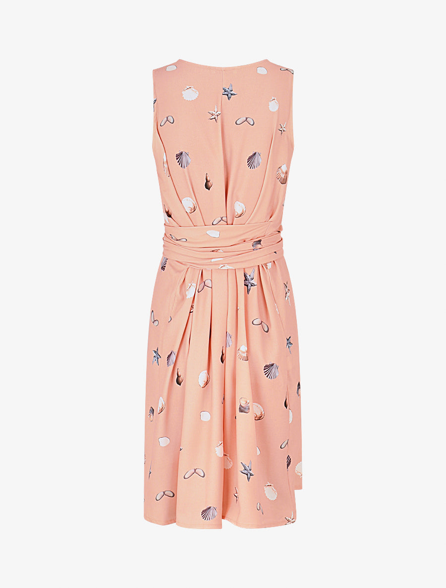 Robe à nouer imprimé coquillages - Rose saumon - 2