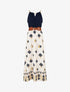 Robe imprimé ikat à bretelles en chaîne - Marine - 1