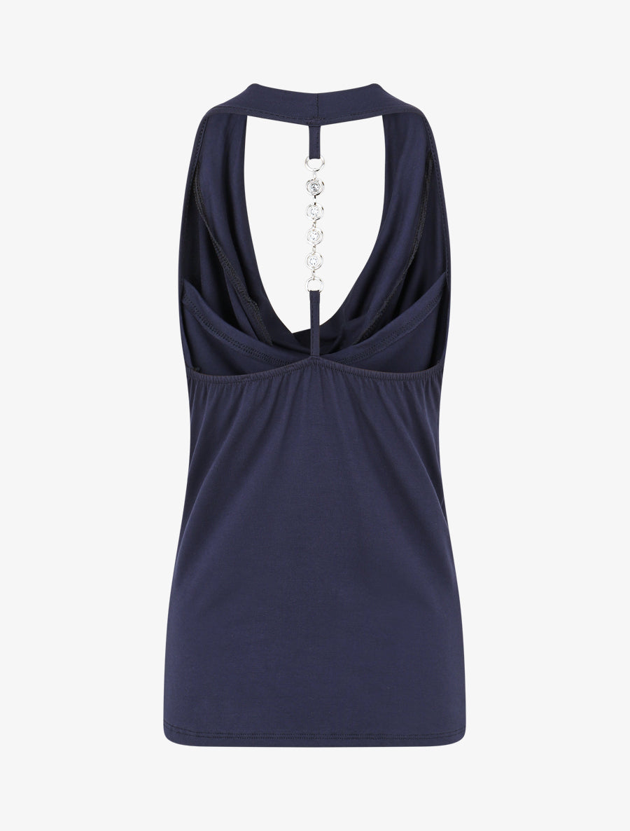 Top ajusté à dos nageur bijou - Marine - 2