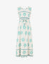 Robe élastiquée à imprimé ikat - Turquoise - 1