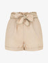 Short fluide à rayures et ceinture fantaisie - Beige - 1
