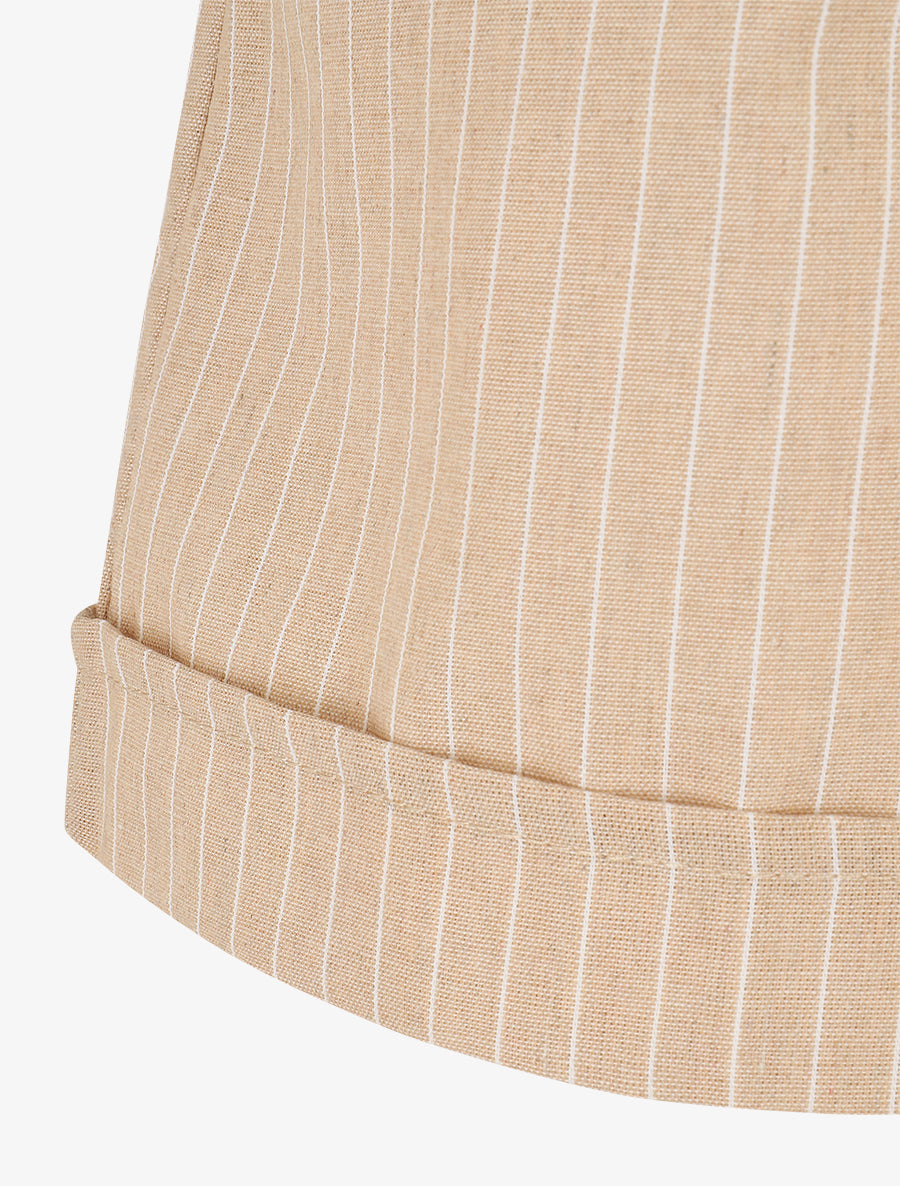 Short fluide à rayures et ceinture fantaisie - Beige - 3
