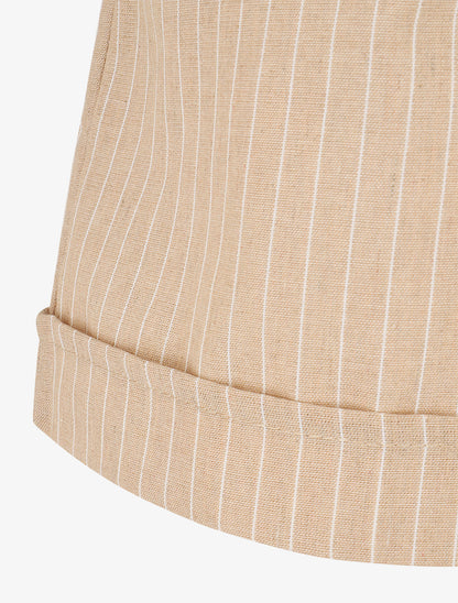 Short fluide à rayures et ceinture fantaisie - Beige - 3