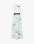 Robe longue imprimé végétal et col à sangle - Vert menthe - 1