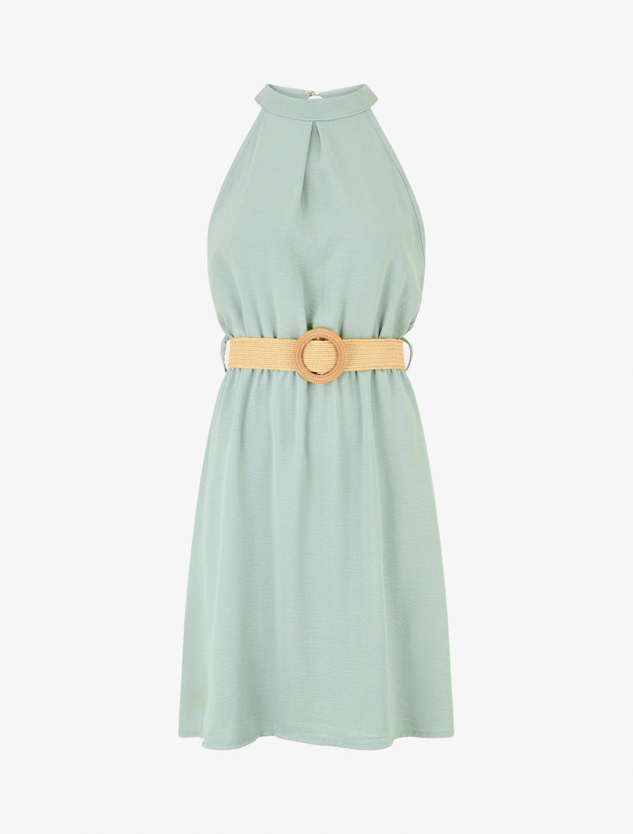 Robe unie à col américain - Vert d&