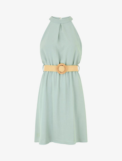 Robe unie à col américain - Vert d&