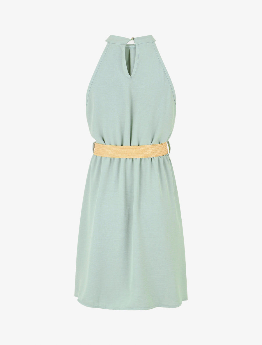 Robe unie à col américain - Vert d&