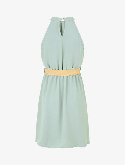 Robe unie à col américain - Vert d&