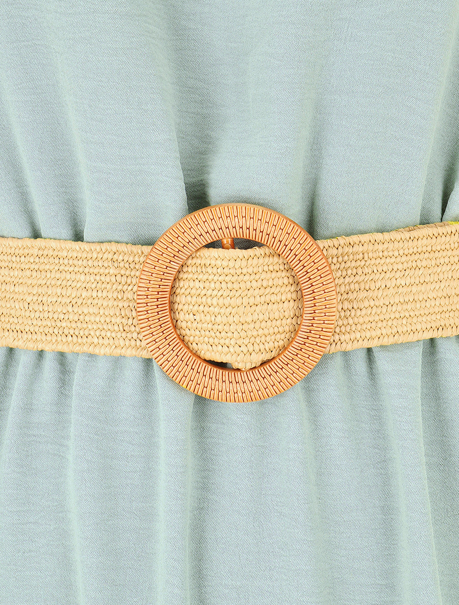 Robe unie à col américain - Vert d&