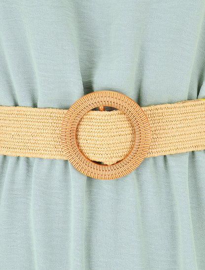 Robe unie à col américain - Vert d&