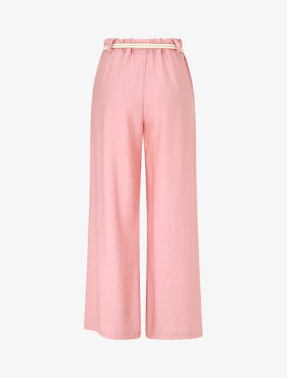 Pantalon uni à taille élastiquée - Rose - 2
