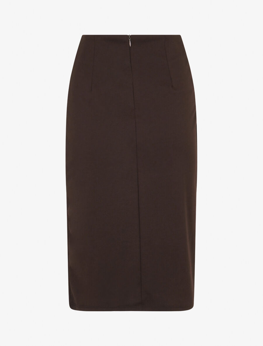Jupe droite avec boucle décorative - Marron - 2