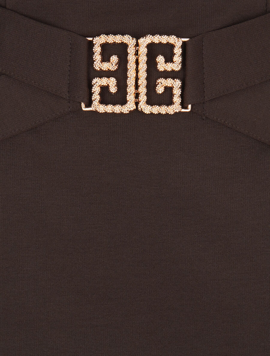 Jupe droite avec boucle décorative - Marron - 3