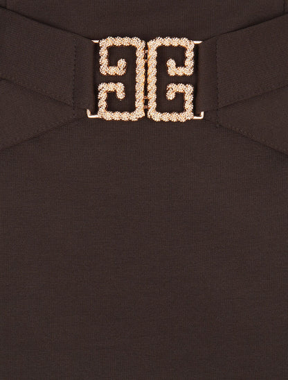 Jupe droite avec boucle décorative - Marron - 3