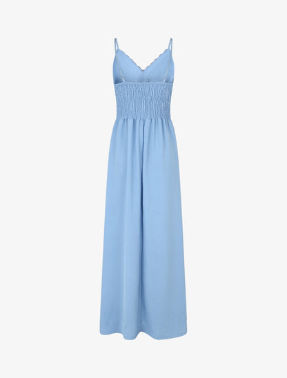 Robe longue à dos élastiqué - Bleu ciel - 2