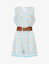 Combishort élastiqué à imprimé foulard - Turquoise - 1
