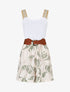 Combishort élastiqué à bretelles brodées - Kaki - 1