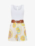 Combishort ceinturé à imprimé fantaisie - Jaune - 1